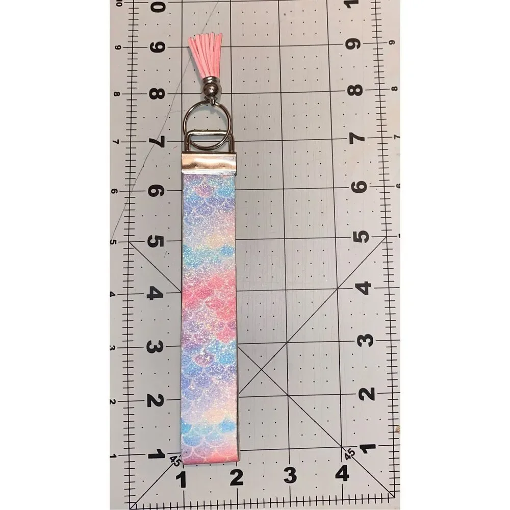 ☀️3/$9☀️ Glitter Mermaid Printed Faux Leather Keychain Holder with Tassel